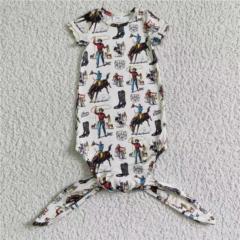 NB0005 RTS baby born gown western calf roping team roping designs short sleeve romper 1221 RTS