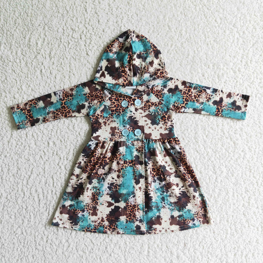 girl hoodie cow flower long sleeve girl dress clothes 0824 RTS