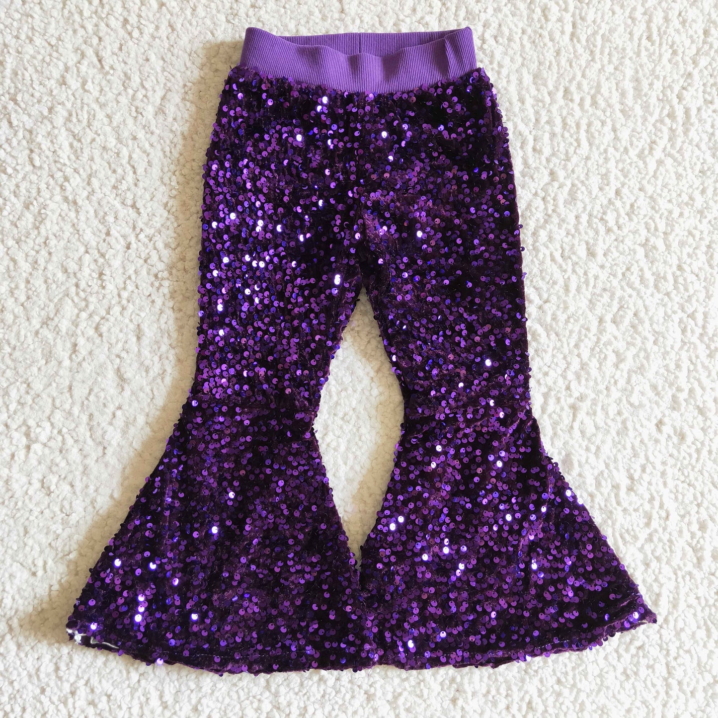 P0032 kids sequin long bell purple pants RTS Free shipping order $100+