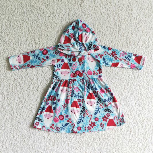 GT0026 girl hoodie green Christmas Santa Foral flower long sleeve girl dress clothes 20230622 RTS