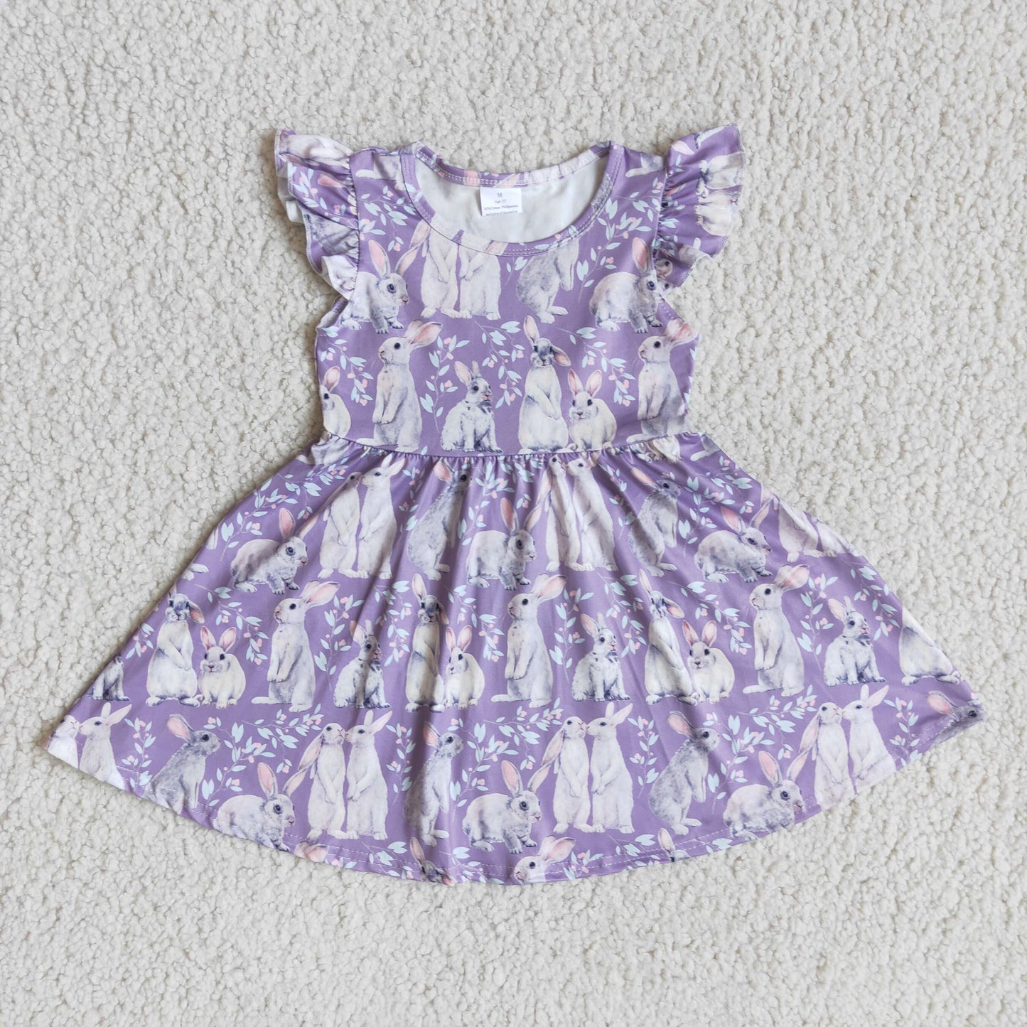 promotion purple rabbit puffy short sleeve dress