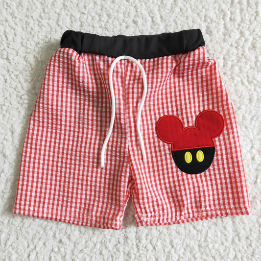 A2-11 cartoon pink plaid mouse bow boy swimming trunk 0326