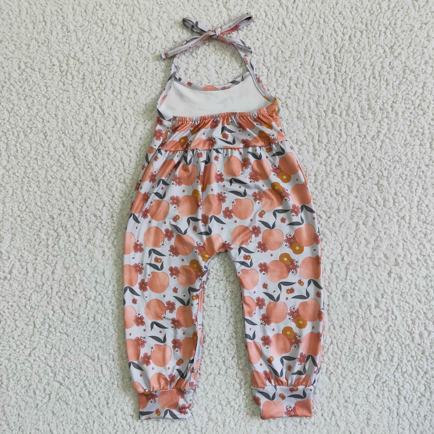 RTS orange Begonia fruit print girl sling overall 0525