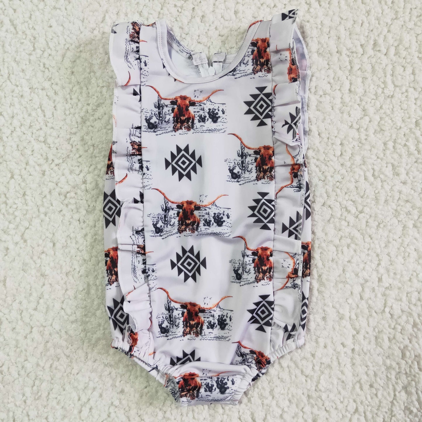 SR0044 RTS  white ruffles cow swimware swimsuit 20230221