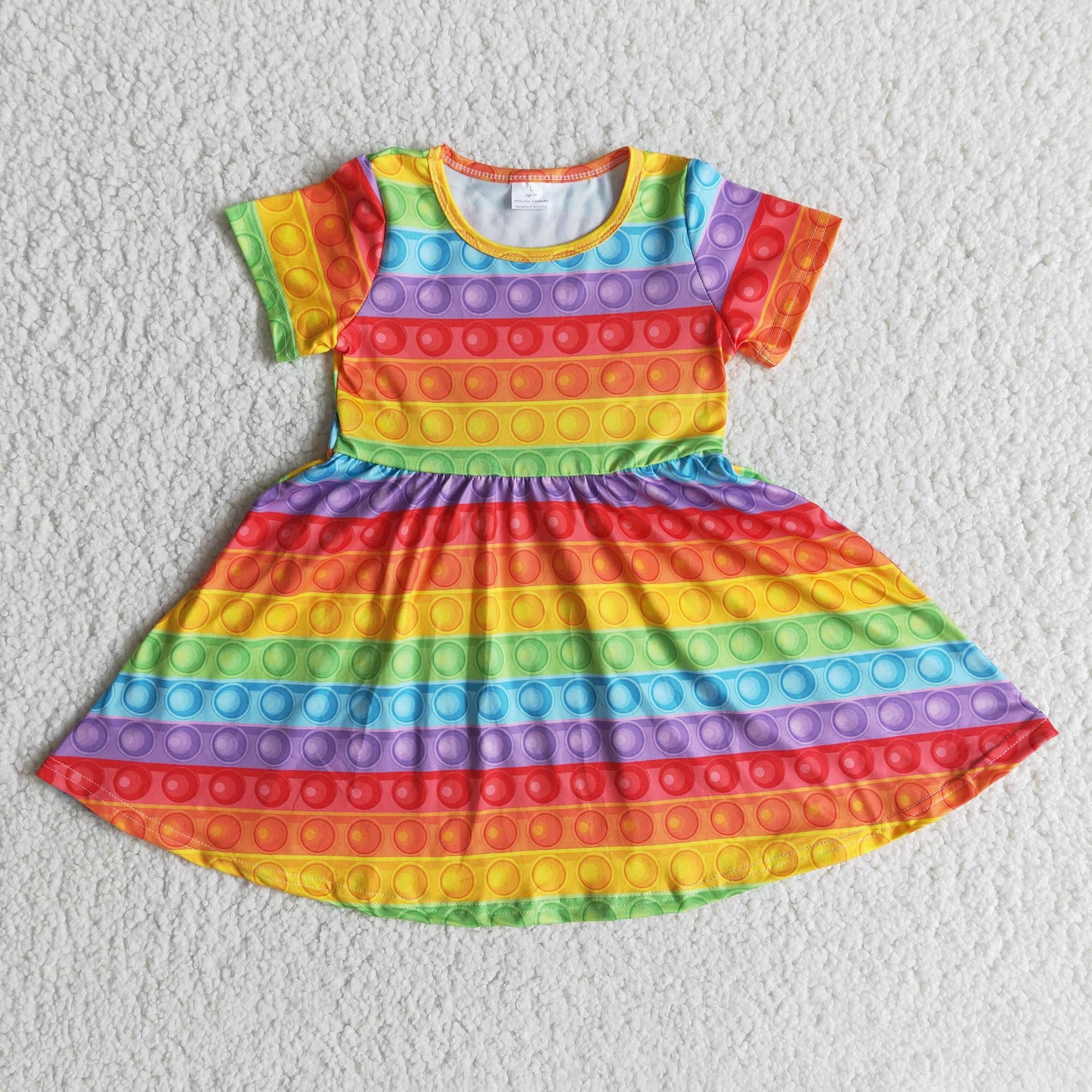 promotion  E6-15 red yellow rainbow ball colorful short sleeve dress 20230308 RTS