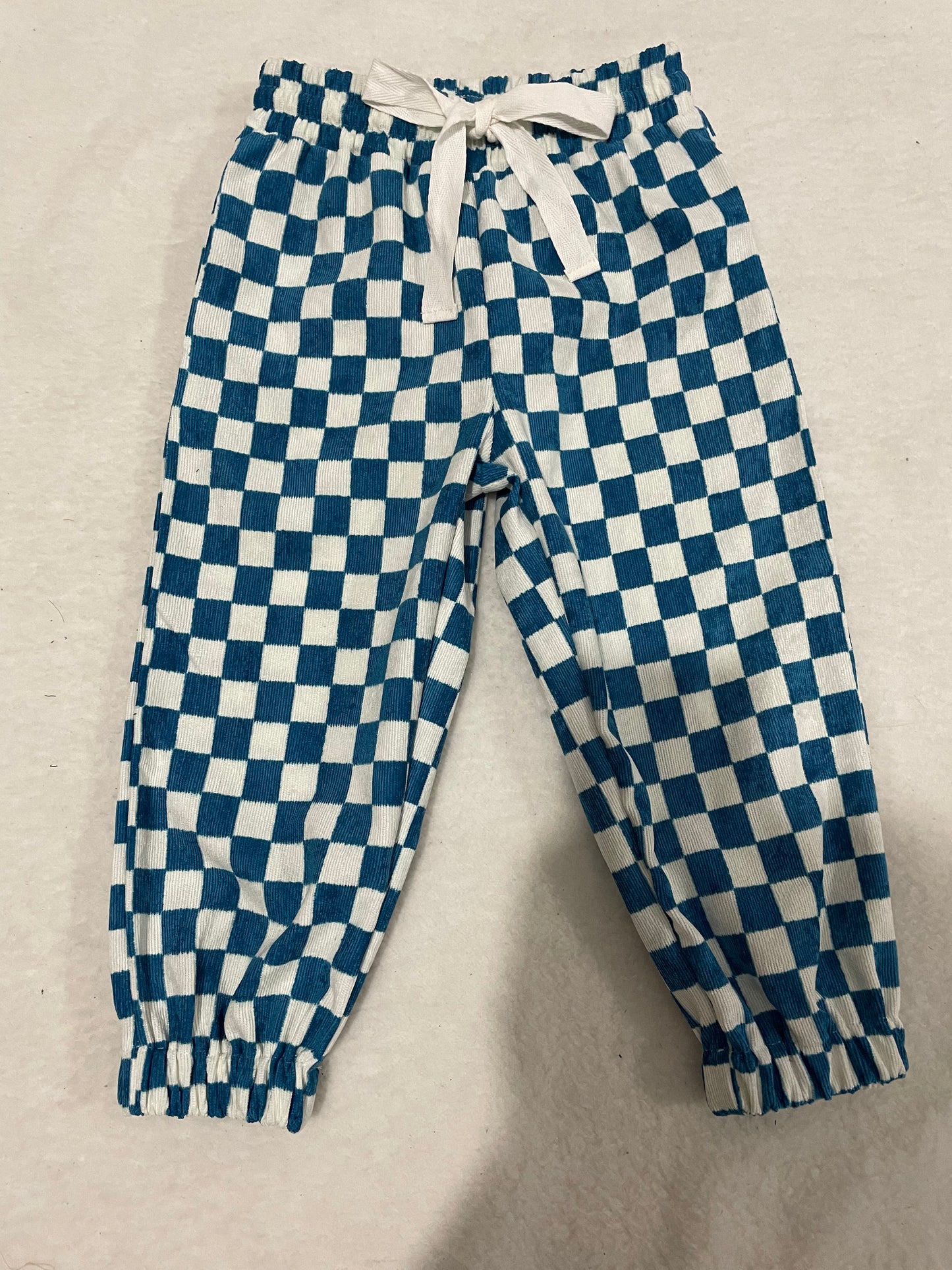 preorder blue plaid cotton long pants  0711 RTS