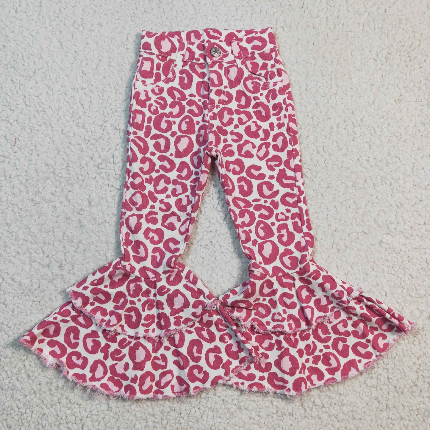 leopard pink kids denim jeans pants P0044 RTS 20230102