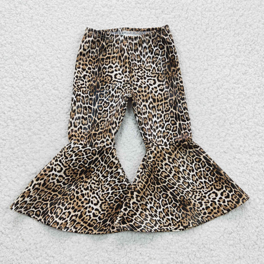 P0050 girls leather brown leopard bell pants 20230316 RTS