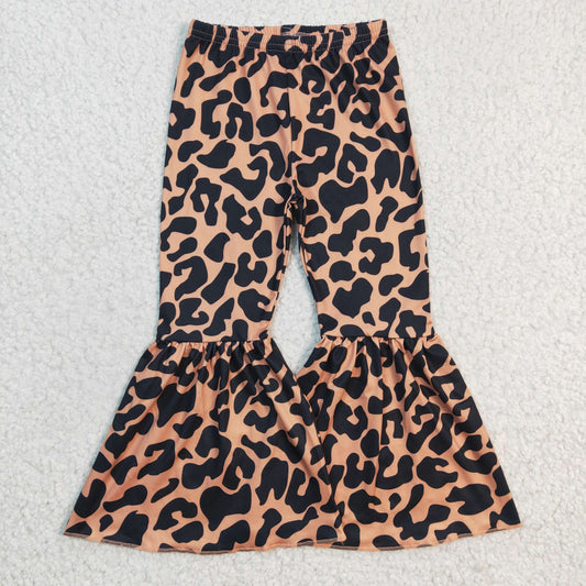 P0053 brown leopard girl long Bell bottom pants 20230102