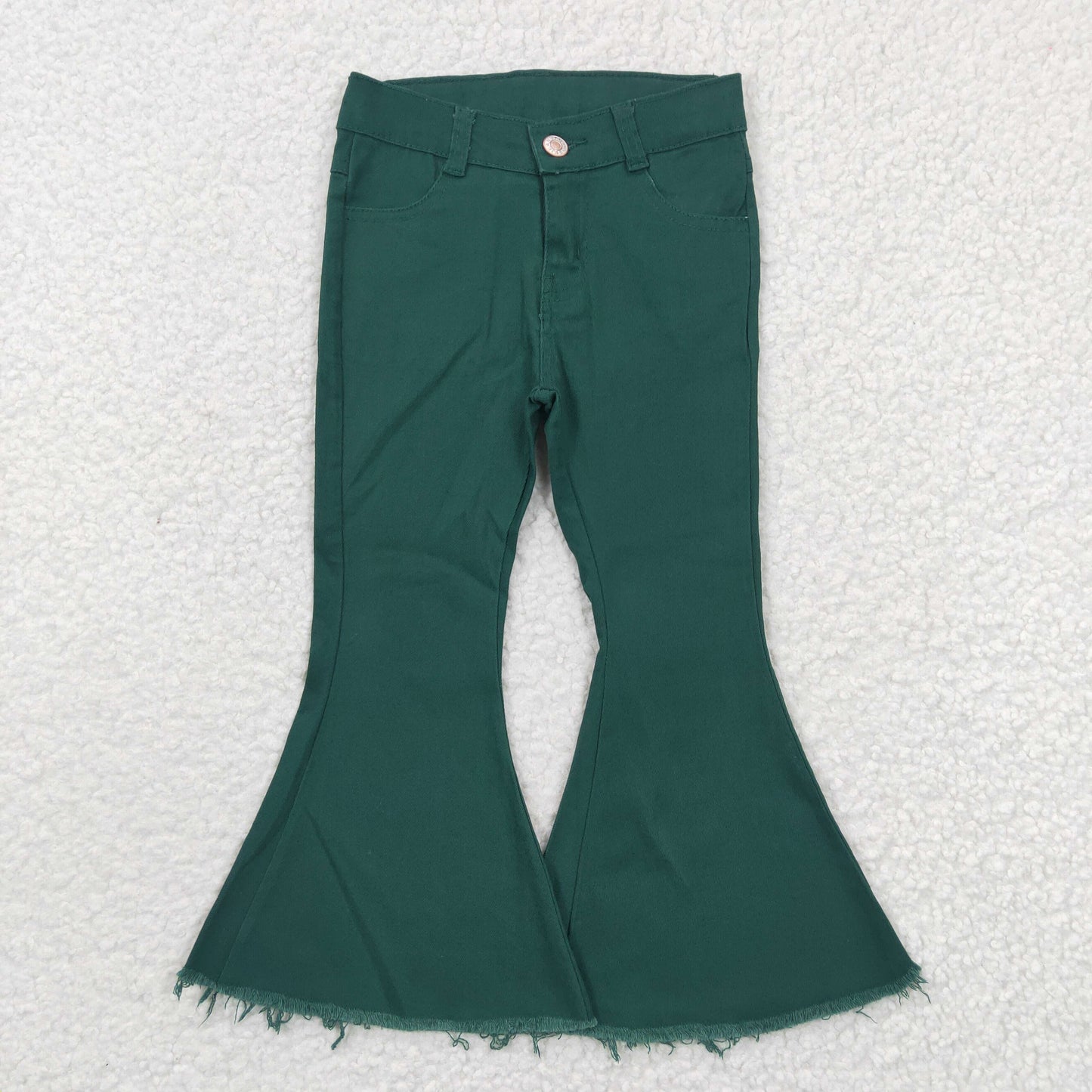 P0073 bell bottom bleaching girl green denim jeans 20230328 RTS