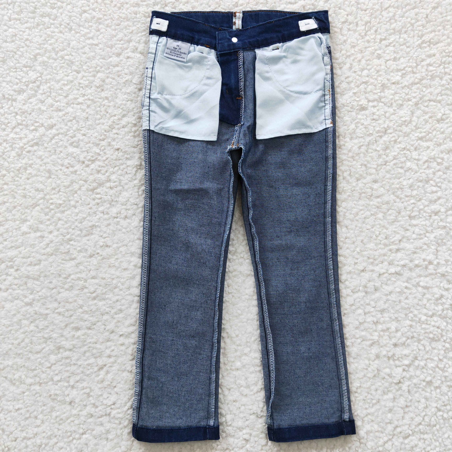 S0083 bell bottom blue bleached girl denim jeans 20230410 RTS