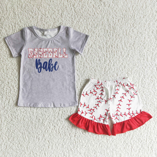 promotion GSSO0018 baceball babe summer Short sleeve shorts girl outfit 202405 RTS