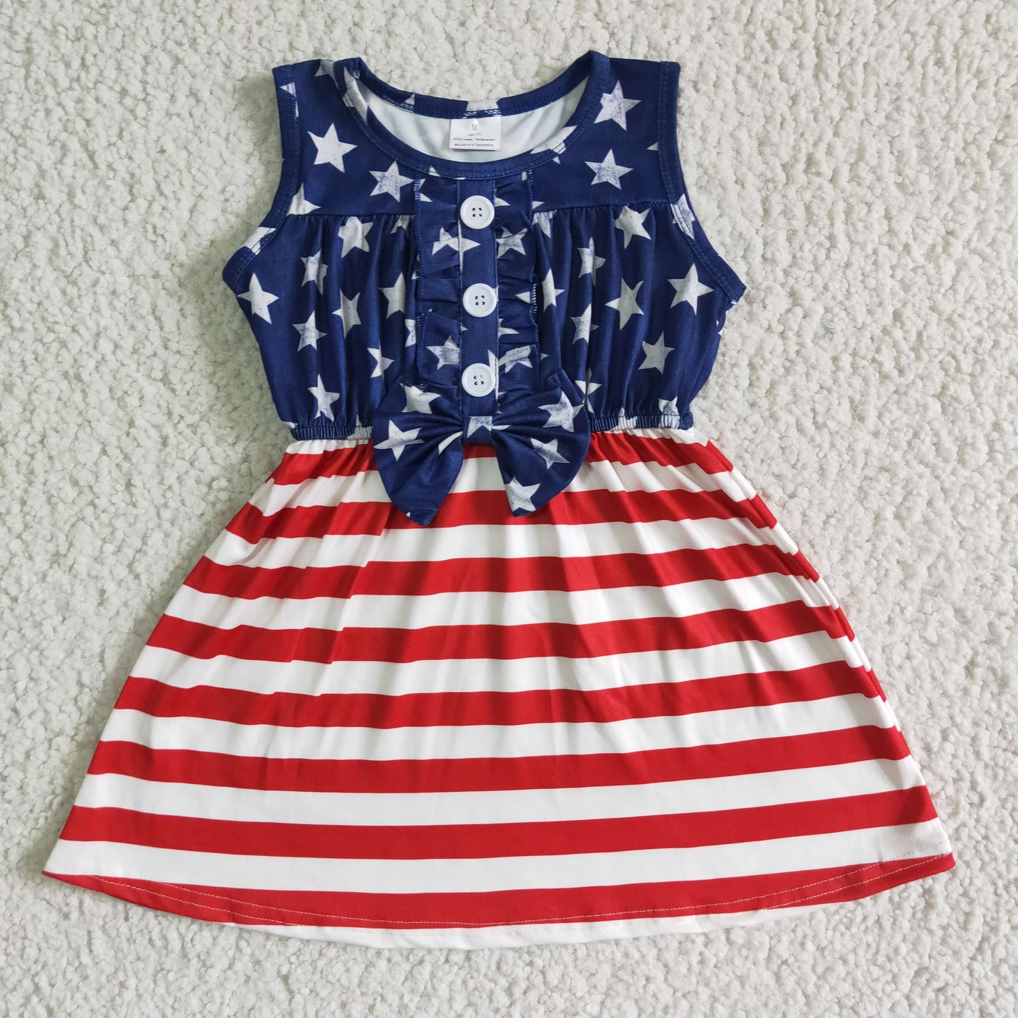 promotion A17-12 American national day clothes 4th July Independence short sleeve girl dress 202404