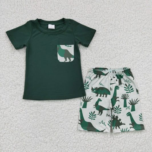 preorder BSSO0116 short sleeve dinosaur summer shorts boy outfit