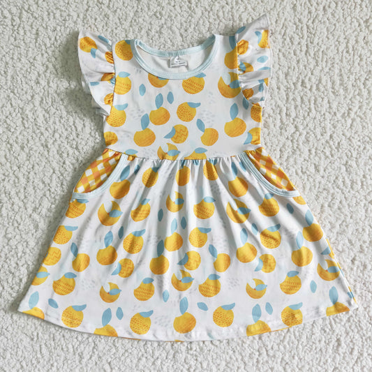 GSD0074 RTS yellow orange begonia puffy short sleeves pockets DRESS REAL PIC 0531