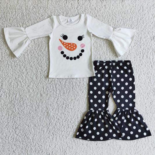 promotion GLP0304 snowman white flare long sleeve girl outfit 1011 RTS
