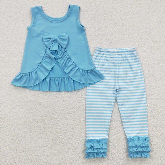 GSPO0505 Bow ruffles cotton short sleeve girl outfit 20230308 RTS