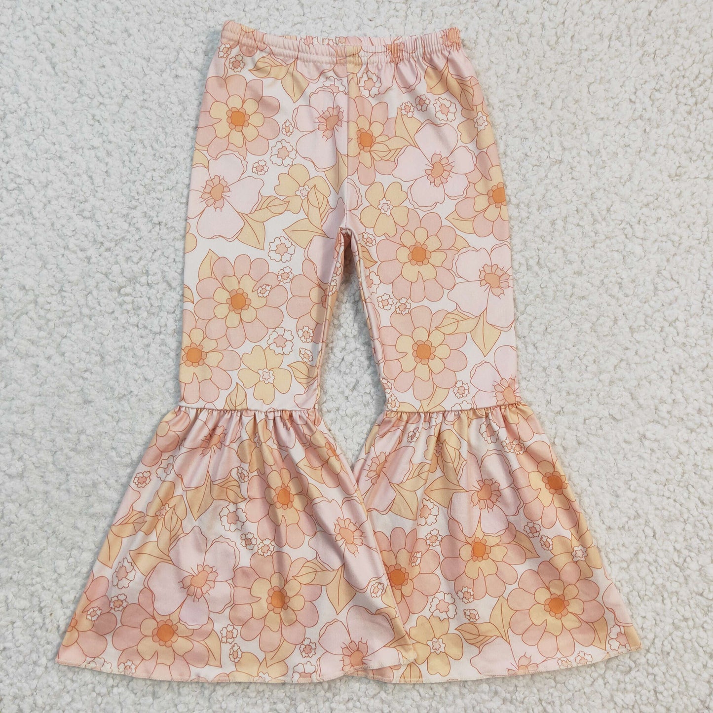 P0054 RTS bell bottom pink flower girl long pants 20230103