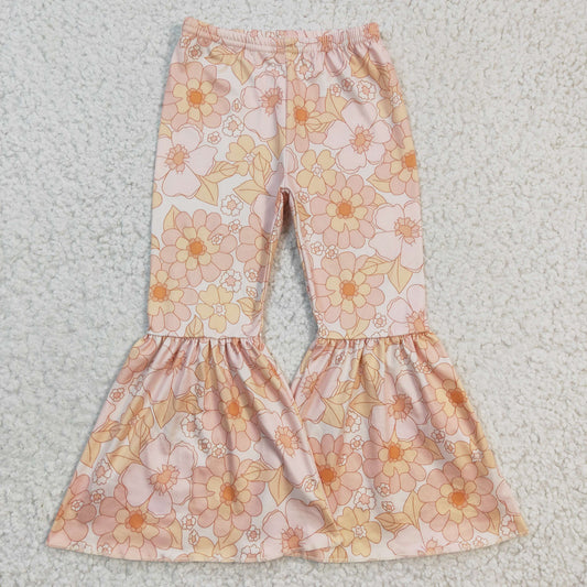 P0054 RTS bell bottom pink flower girl long pants 20230103
