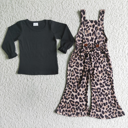 6 C6-24 Sassy Leopard Black Long Sleeve Overall Outfits 0715 RTS