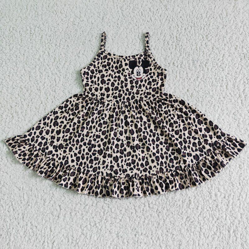 promotion RTS mouse leopard strap sling sleeves girl dress real pic 0621