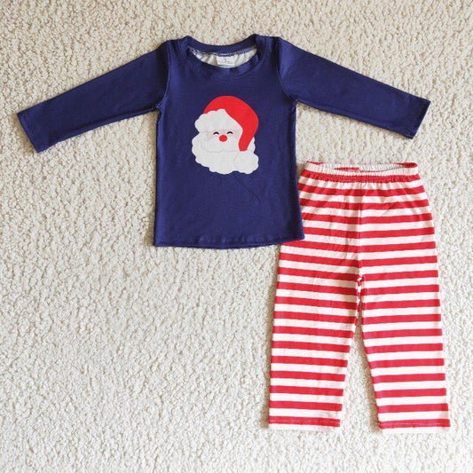 BLP0091 RTS long sleeve christmas Santa BOY outfit pajamas