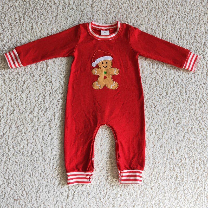 christmas GInger bread long sleeve boy romper 1112 RTS