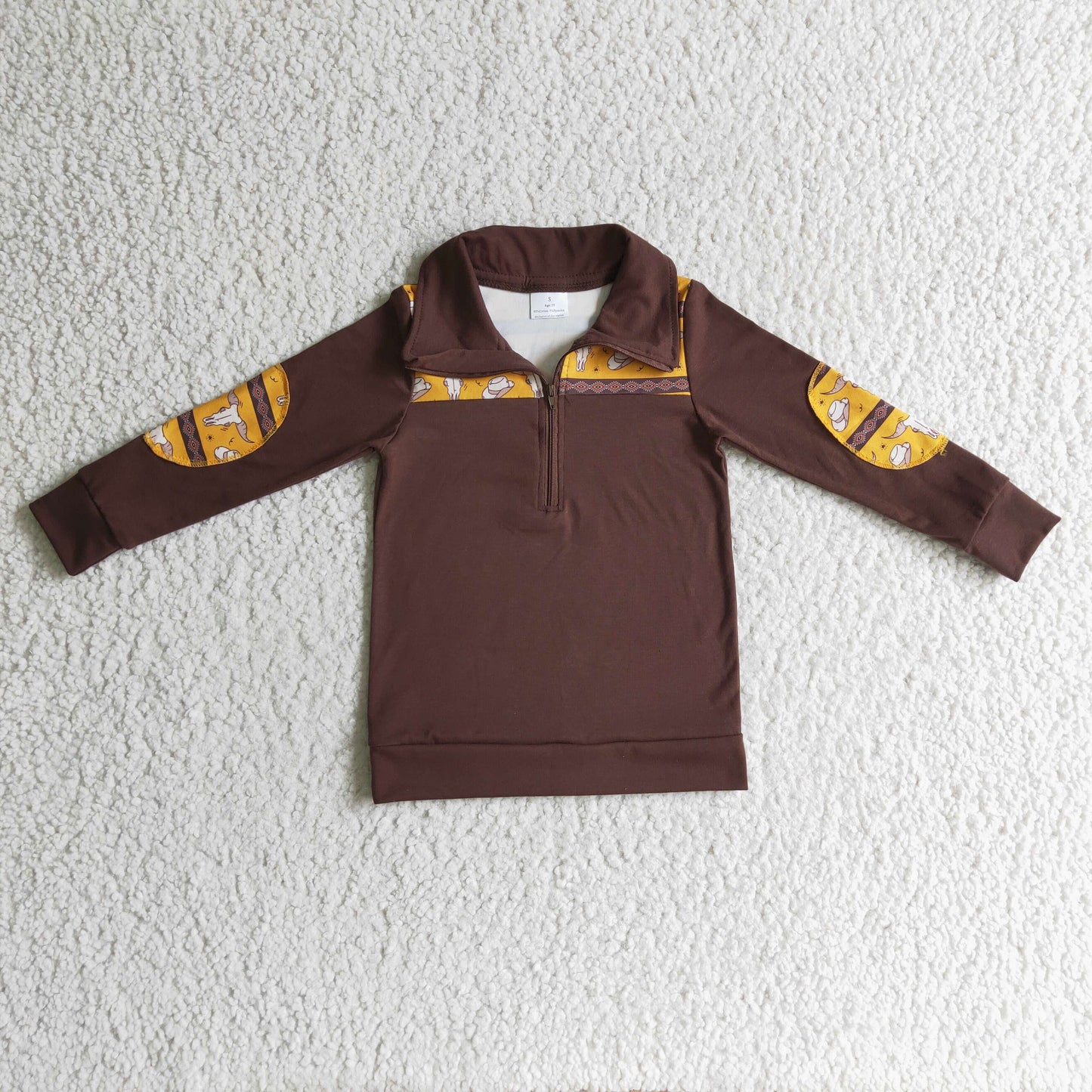 cow hat western zipper boy pullover coat 1025 RTS
