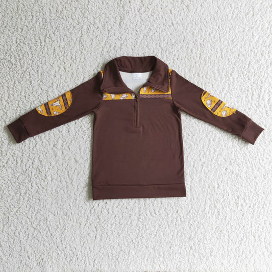cow hat western zipper boy pullover coat 1025 RTS