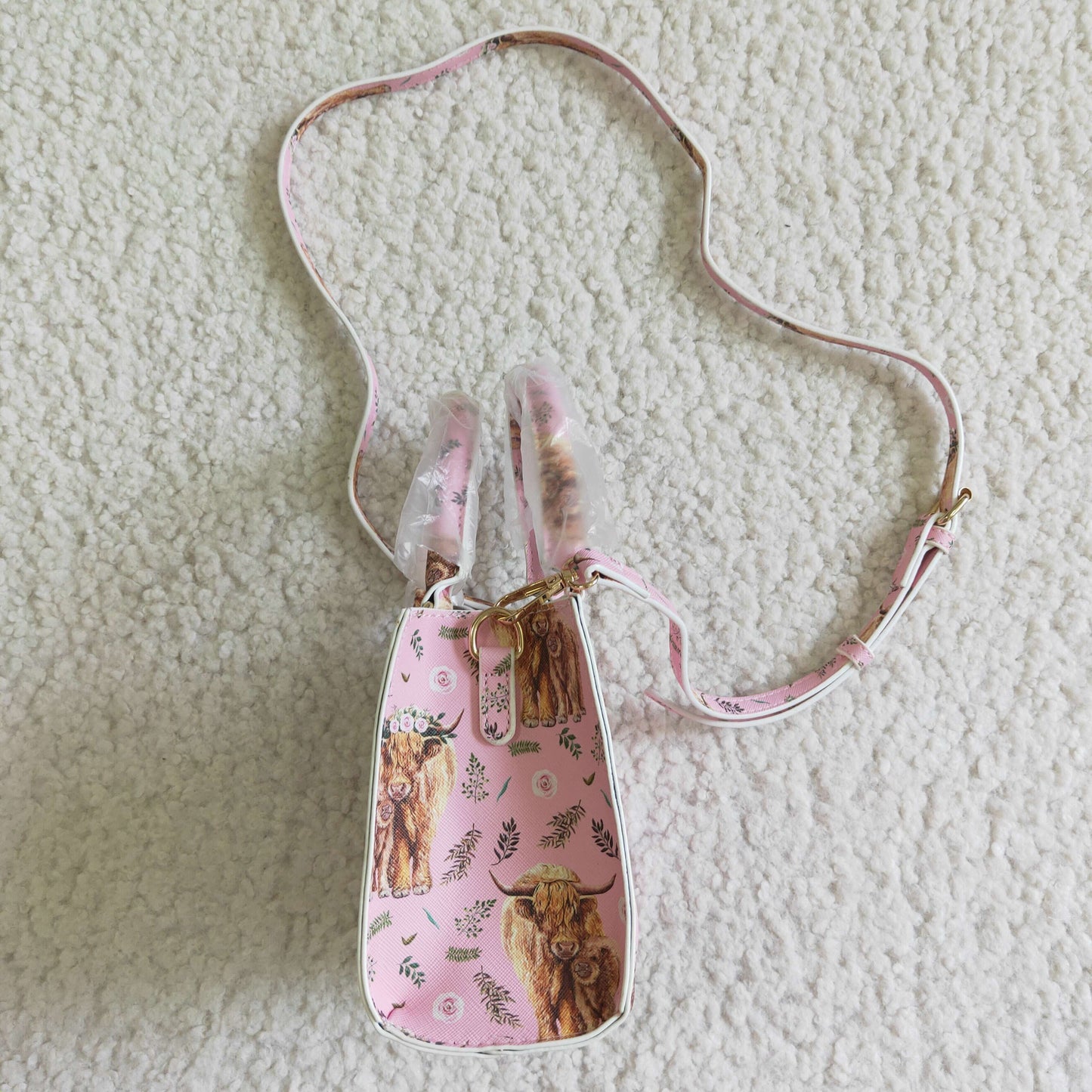 BA0018 RTS 13.5CM*9CM*14CM baby Bag pink cow floral bag 0702