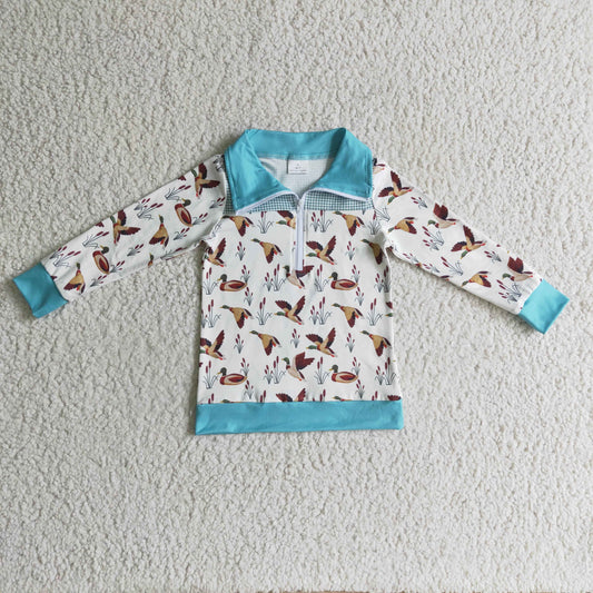 BT0095 wild duck boy long sleeve zipper pullover shirt 1025 RTS