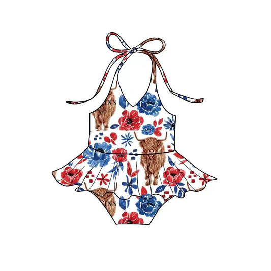 S0099 WESTERN cow flower girl swimwear 20230216 preorder