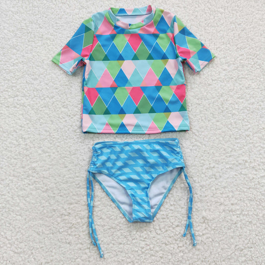 S0114 swimwear rhombus swimsuit  20230412 RTS