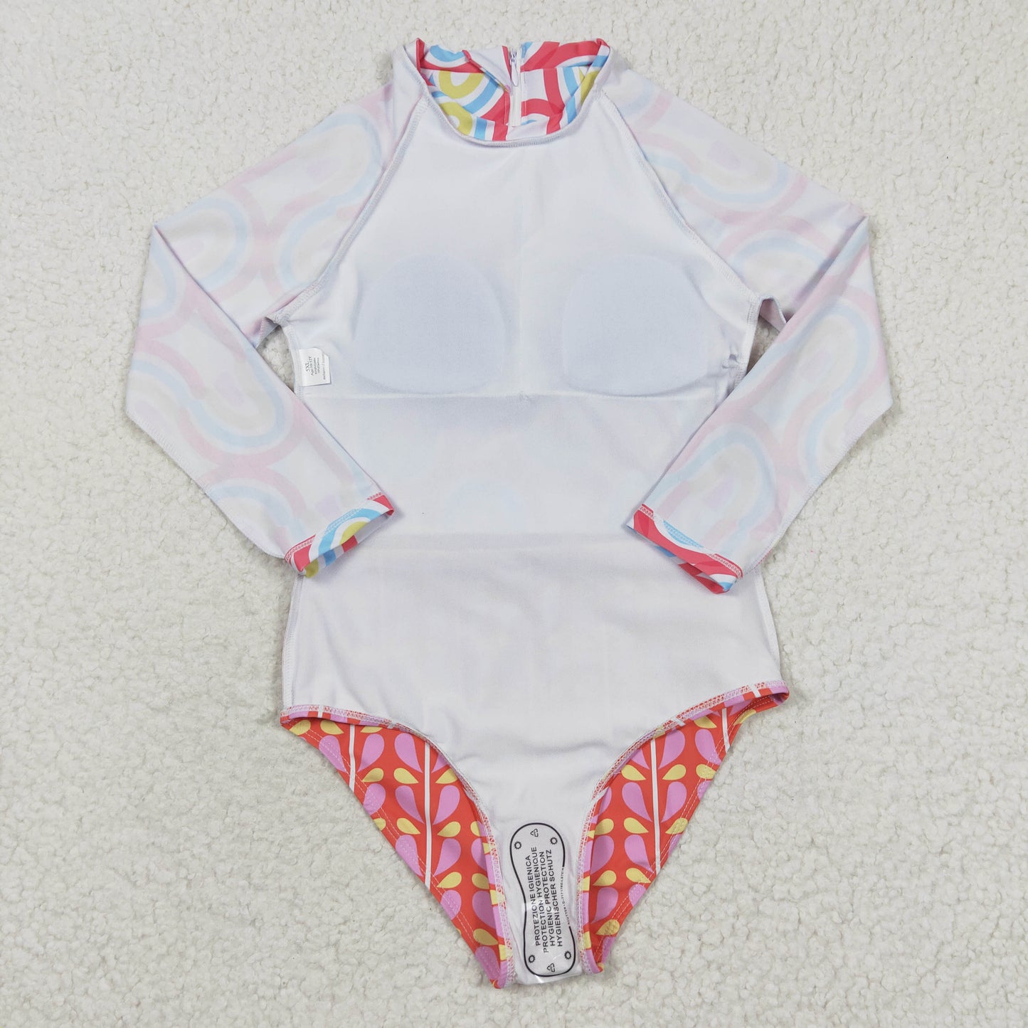 S0116 swimwear pink rainbow swimsuit  20230415 RTS