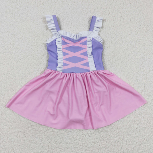 S0133 cartoon princess snow bathing suit ruffle girl swimwear 20230415 RTS