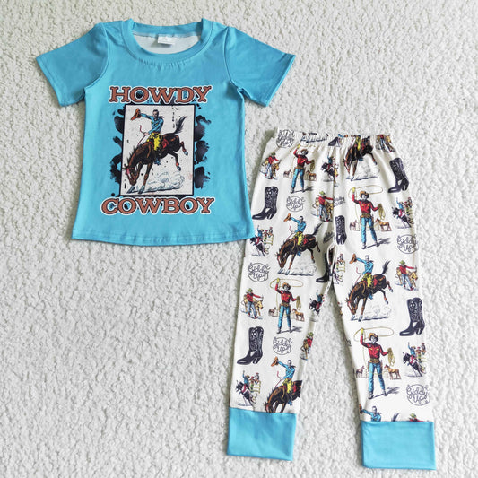 promotion BSPO0004 baby western horse cowboy roping team roping blue short sleeve boy outfit