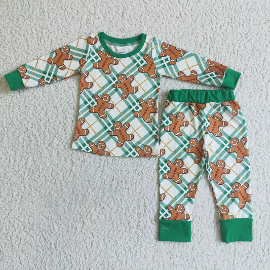 promotion 6 A3-26 Boy ginger print cartoon christmas long sleeve boy pajamas outfits 0708 RTS