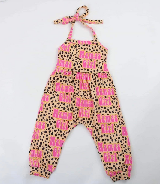 orange mamas girl short sleeves leopard bell bottom pants hot pink girl overall jumpsuit 0516