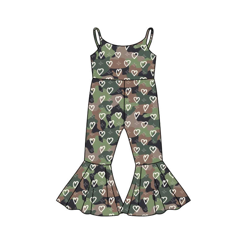 1021 preorder camo love green short  sleeve girl jumpsuit overall SR0104