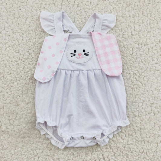 SR0111 short sleeve embroidery  rabbit ear bunny girl bubble romper 1219 RTS