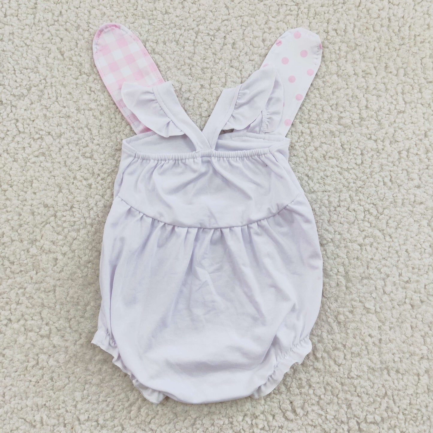 SR0111 short sleeve embroidery  rabbit ear bunny girl bubble romper 1219 RTS