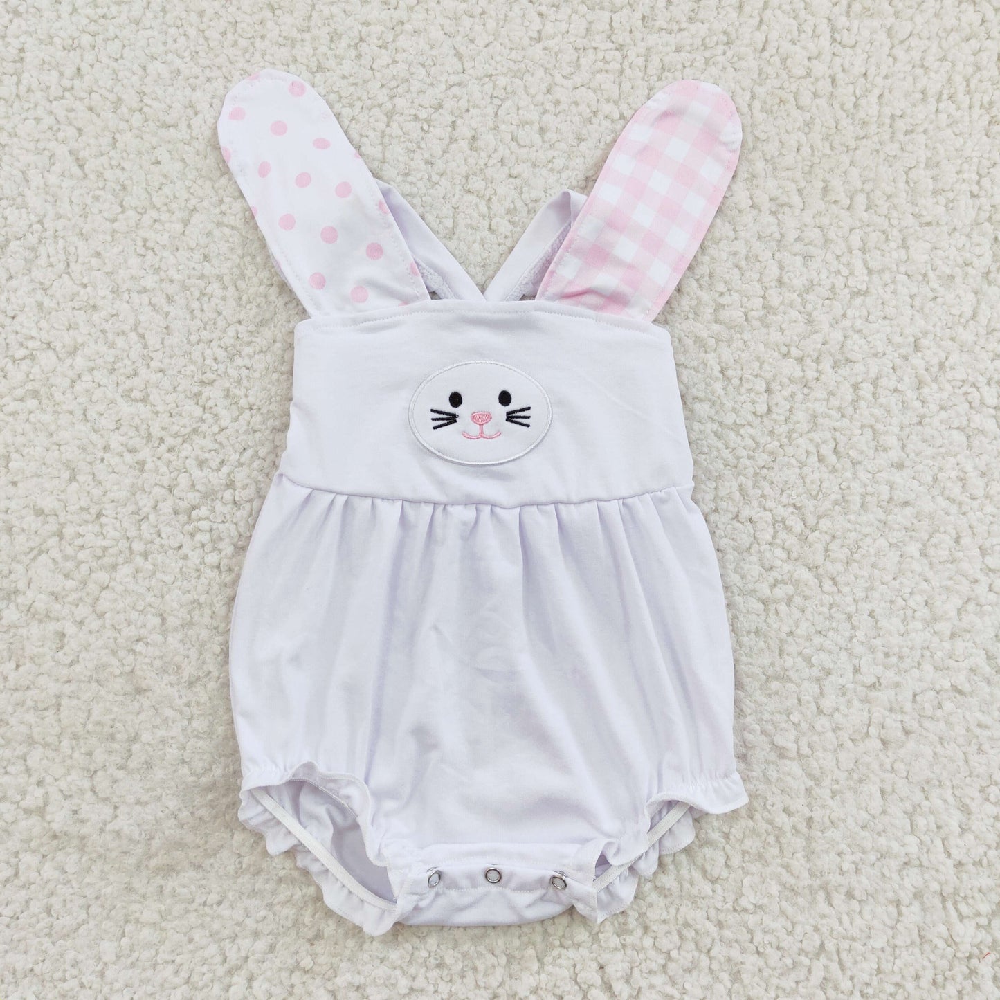 SR0111 short sleeve embroidery  rabbit ear bunny girl bubble romper 1219 RTS