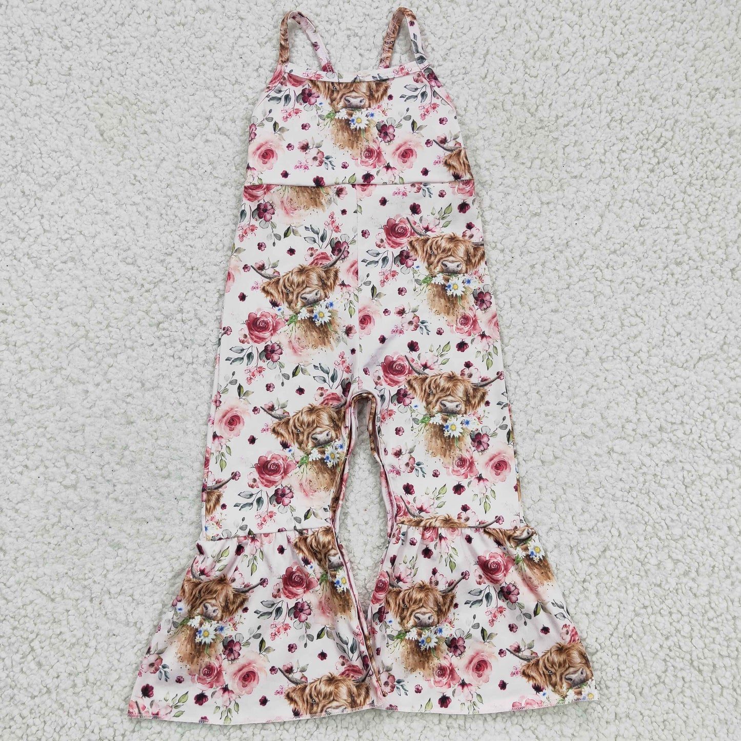 SR0114 RTS cow flower short sleeve girl overall jumpsuit romper