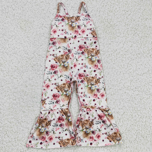 SR0114 RTS cow flower short sleeve girl overall jumpsuit romper