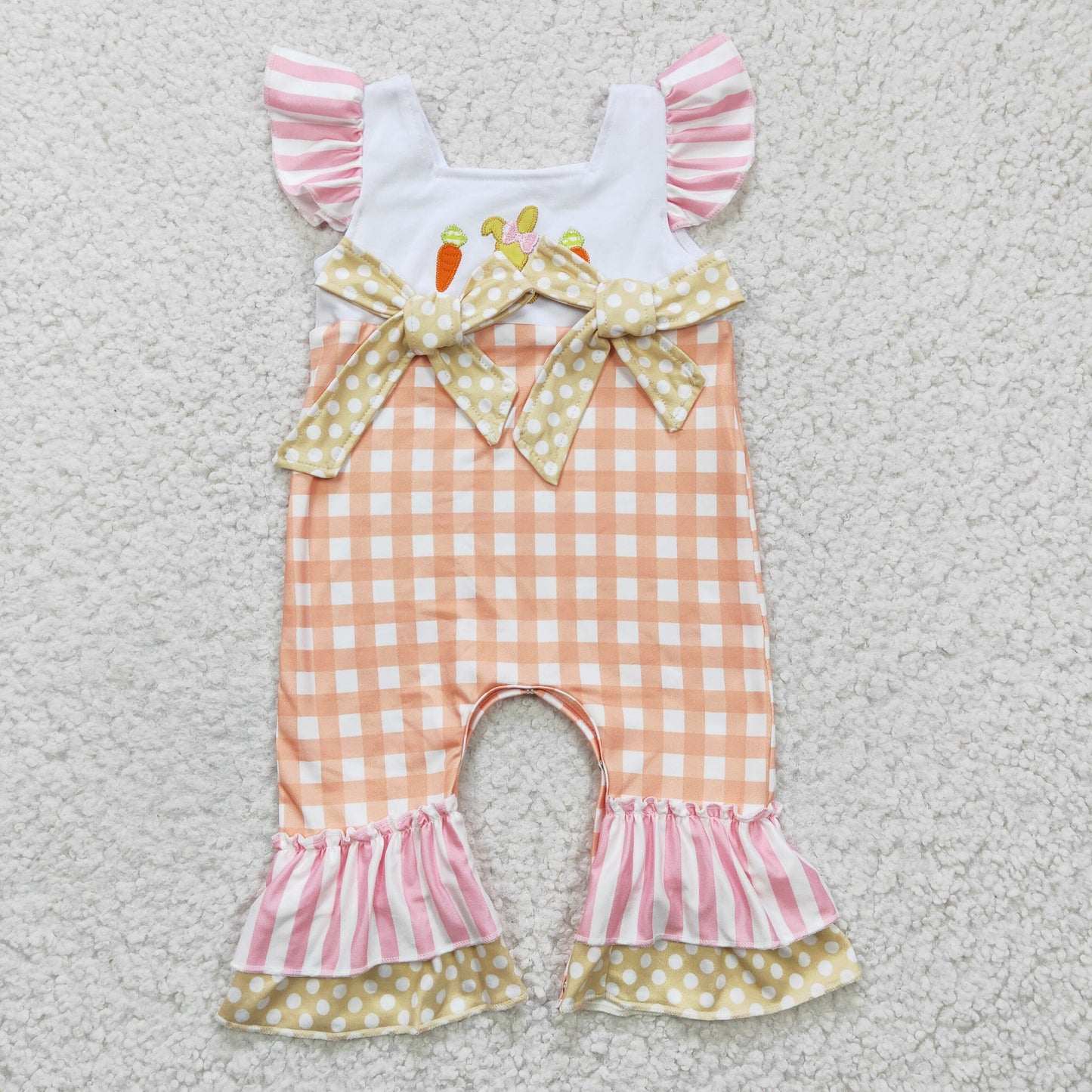 SR0129 Short sleeve embroidered carrot Easter romper 1224