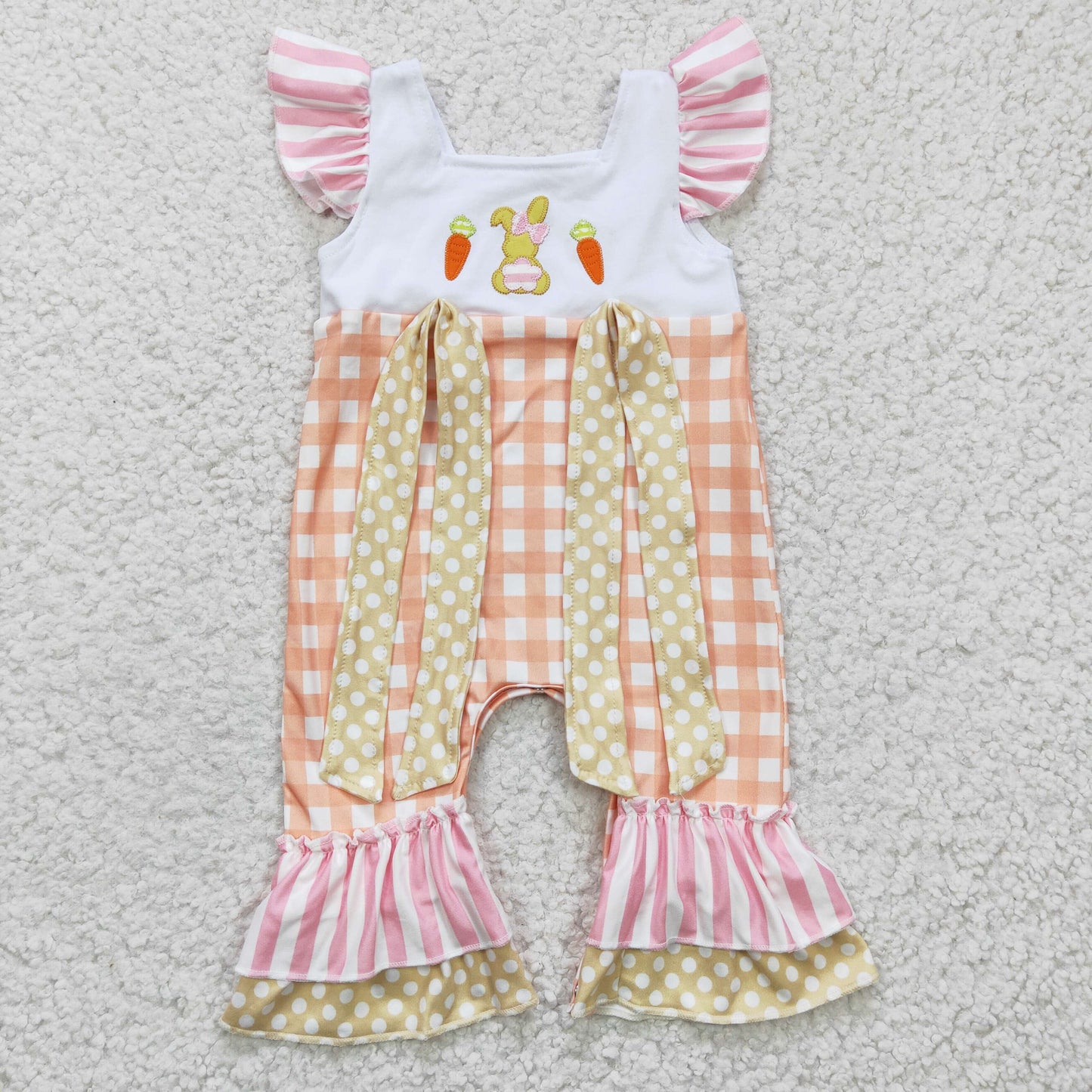 SR0129 Short sleeve embroidered carrot Easter romper 1224