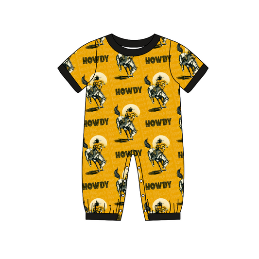 preorder SR0145 short sleeve western horse boy romper 1110