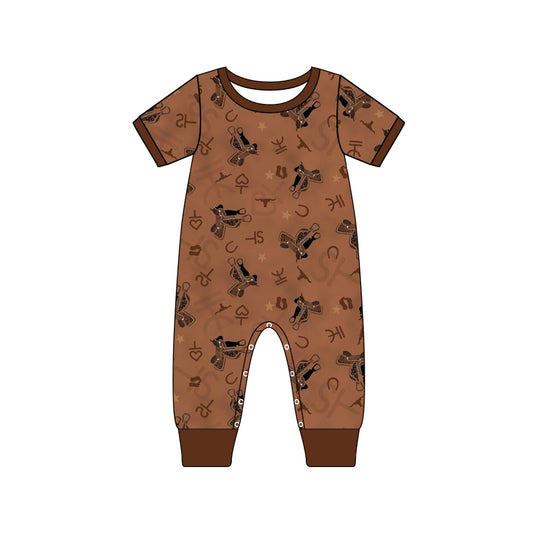 SR0148 preorder western cow short sleeve girl romper 1115