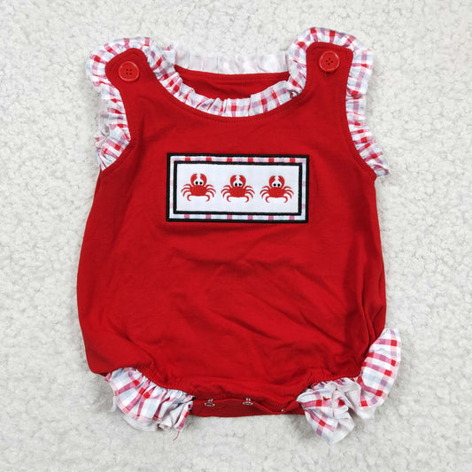 SR0156  embroidery little crab short sleeve girl romper  20230116 RST