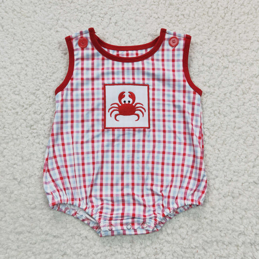 SR0157 embroidery little crab short sleeve boy romper 20230109 RTS